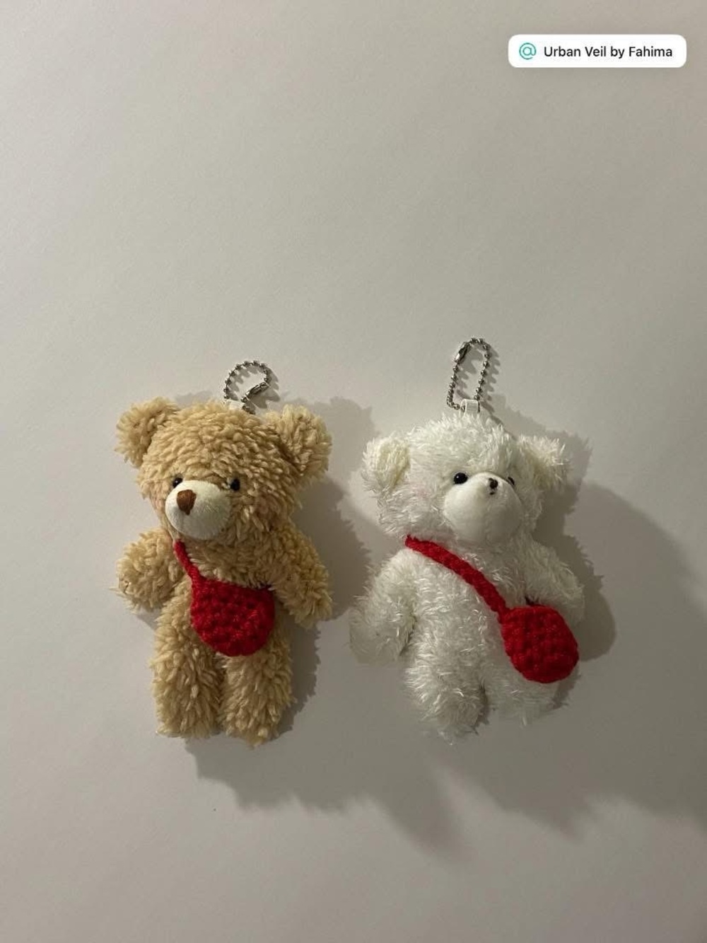 Cute Teddy Bear Keychain with Red Crossbody Bags🧸♥️. 2 Teddy Together($15)
